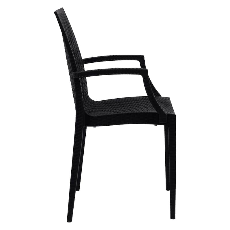 Mace Polypropylene Stackable Armrest Patio Dining Chair with Woven Design for Outdoor Dining Patio Indoor Gatherings