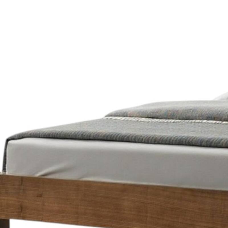 HomeRoots Brown and Gray Wood Tufted Upholstered California King Bed Frame
