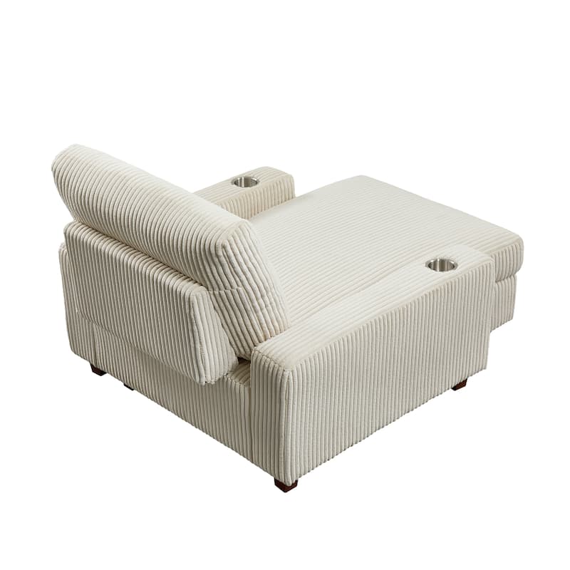 44in Wide Upholstered Chaise Lounge Chair with Adjustable Backrest