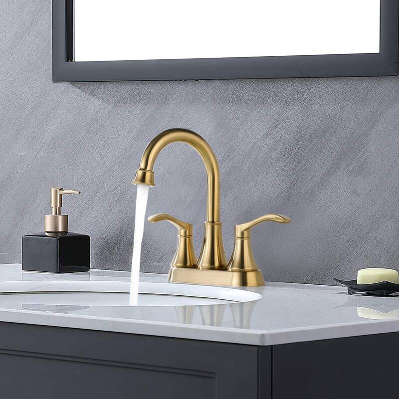 Brushed Gold 2-handle Bathroom Sink Faucet with Drain