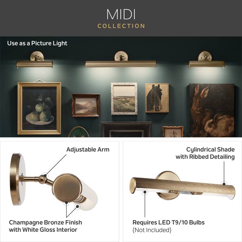 Midi 18 in. 2-Light LED Picture Light with Adjustable Arm