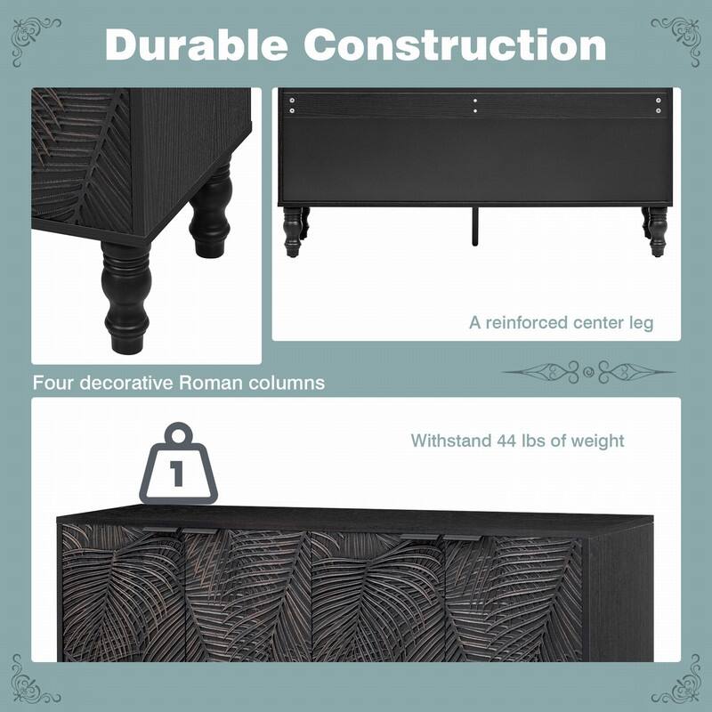 Modern TV Stand Entertainment Center with Solid Wood Legs,for TVs Up to 43"