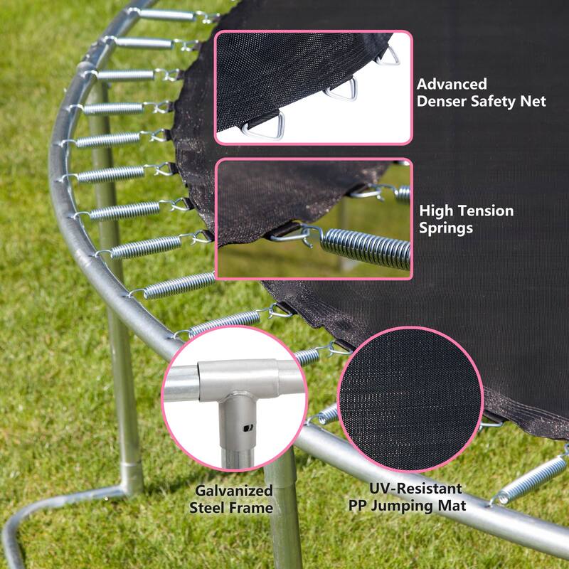 8FT Outdoor Trampoline with Safety Enclosure Net Galvanized Steel Frame