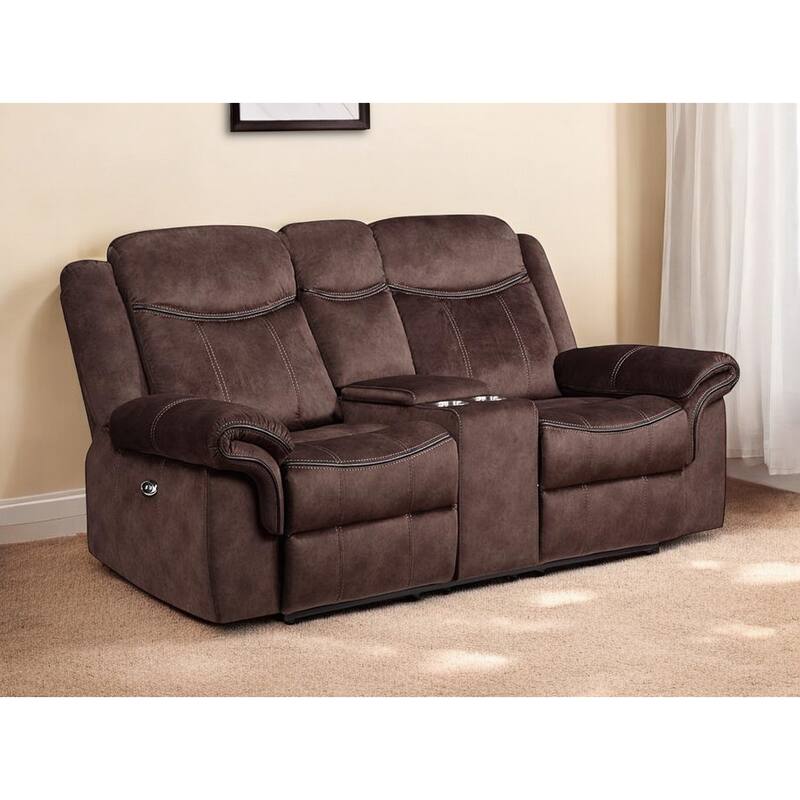 HomeRoots 79" Dark Brown Microfiber Power Reclining Loveseat With Storage - 78.75' X '40.5' X '38.25 - Dark Brown