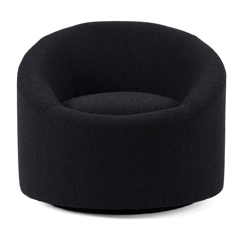 Modrest Dowsett Modern Black Fabric Swivel Accent Chair