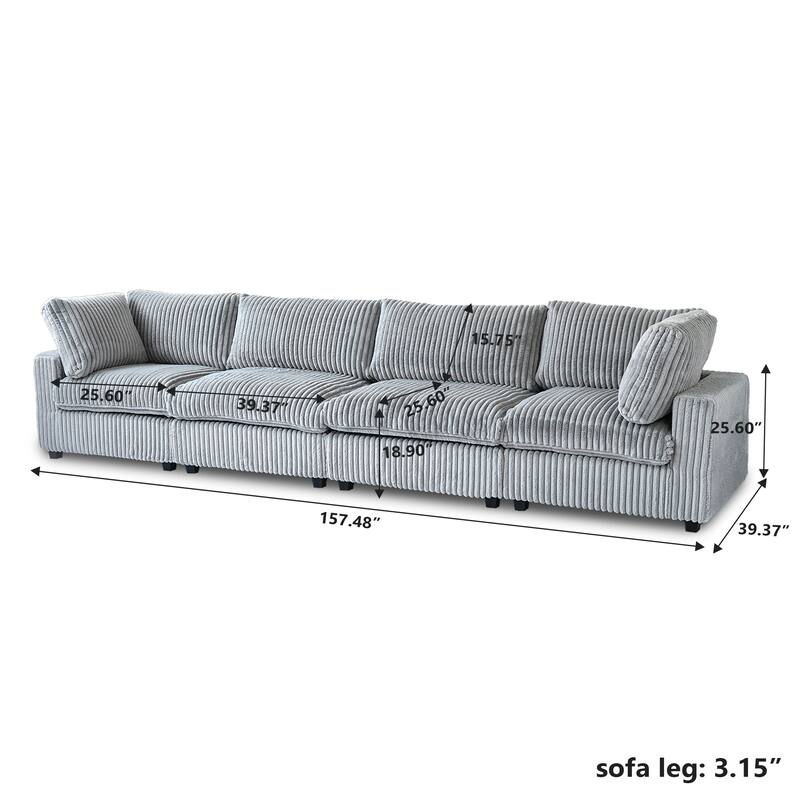157.48" Oversized Cloud Couch, Modular Sectional Sofa Couch for Living Room