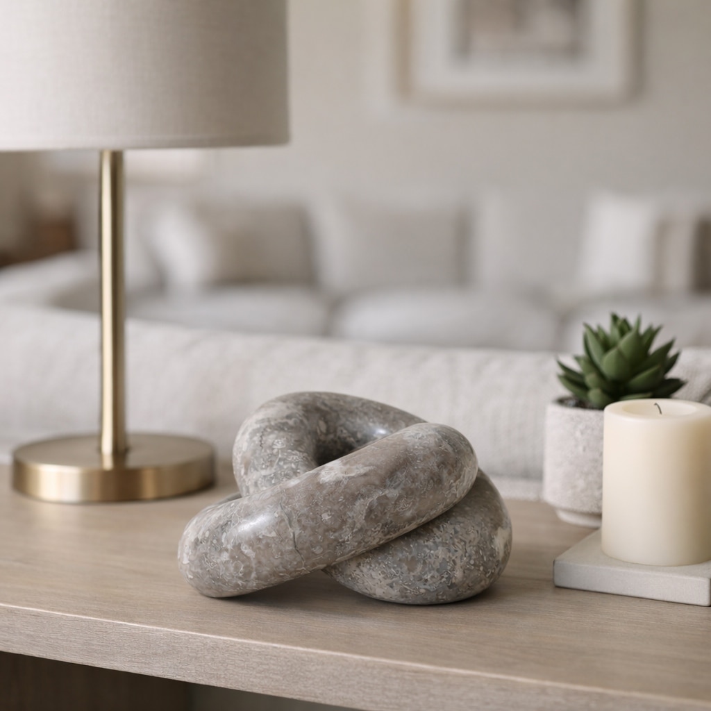 Decorative Object - Gray Marble Interlocking Knot, 4 in. - 5.0"