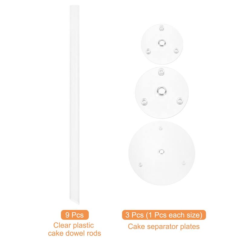 12Pcs Cake Dowel Rods Cake Separator Plates Clear for 4, 6, 8, 10 inch Cake - White