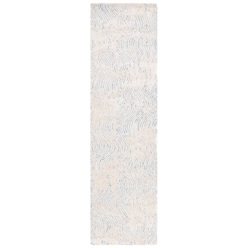 SAFAVIEH Handmade Glamour Zauresh Modern Wool Rug - 2'3" x 8' Runner - Blue/Ivory
