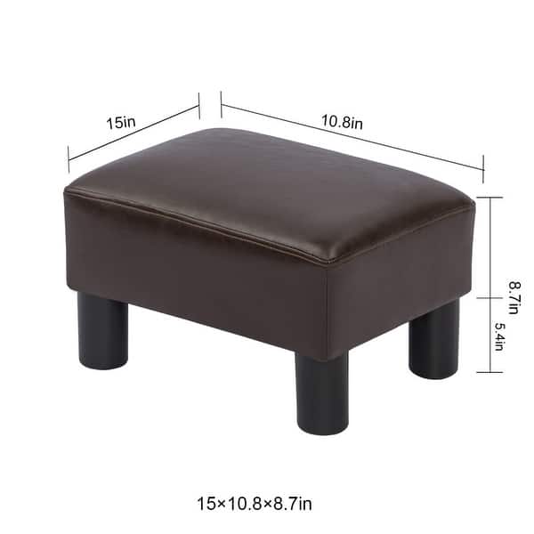 dimension image slide 1 of 7, Adeco Small Rectangular Ottoman Modern PU Leather Footrest Stool Chair