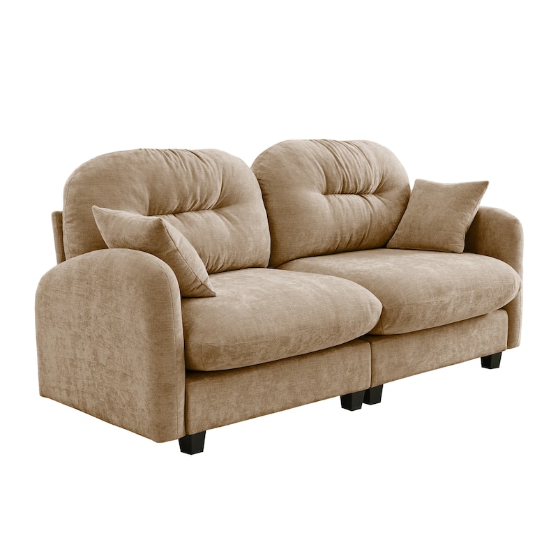 Chenille Fabric Upholstered Sectional Sofa, 2 Seat Cloud Couch with Tufted Backrest, Comfy Memory Foam Modular Loveseat