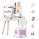 preview thumbnail 1 of 20, Costway Kids Vanity Set with 3-Color Lighting Modes, Adjustable - See Details White