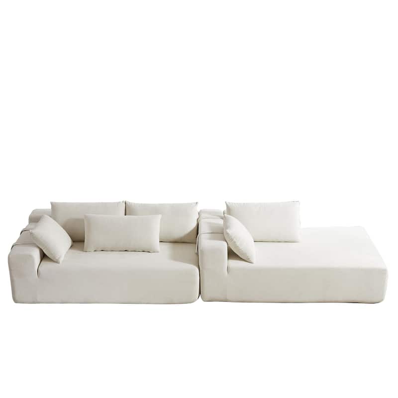 108"Chenille Modular Sectional Sofa with 6 Pillows, L-Shaped Free Combination Design, and No Assembly Required