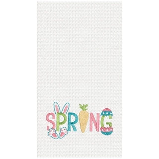 "Spring" Easter Egg Bunny Rabbit Embroidered Cotton Waffle Weave Kitchen Dishtowel - Bed Bath & Beyond - 42220710