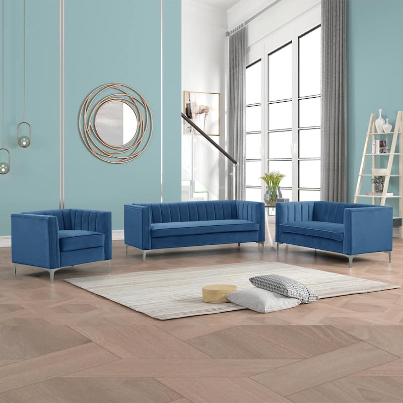 Morden Fort Living Room Furniture Sets Couches for Living Room, Chair, Couch and Sofa 3 Pieces, Fabric, Dutch Velvet