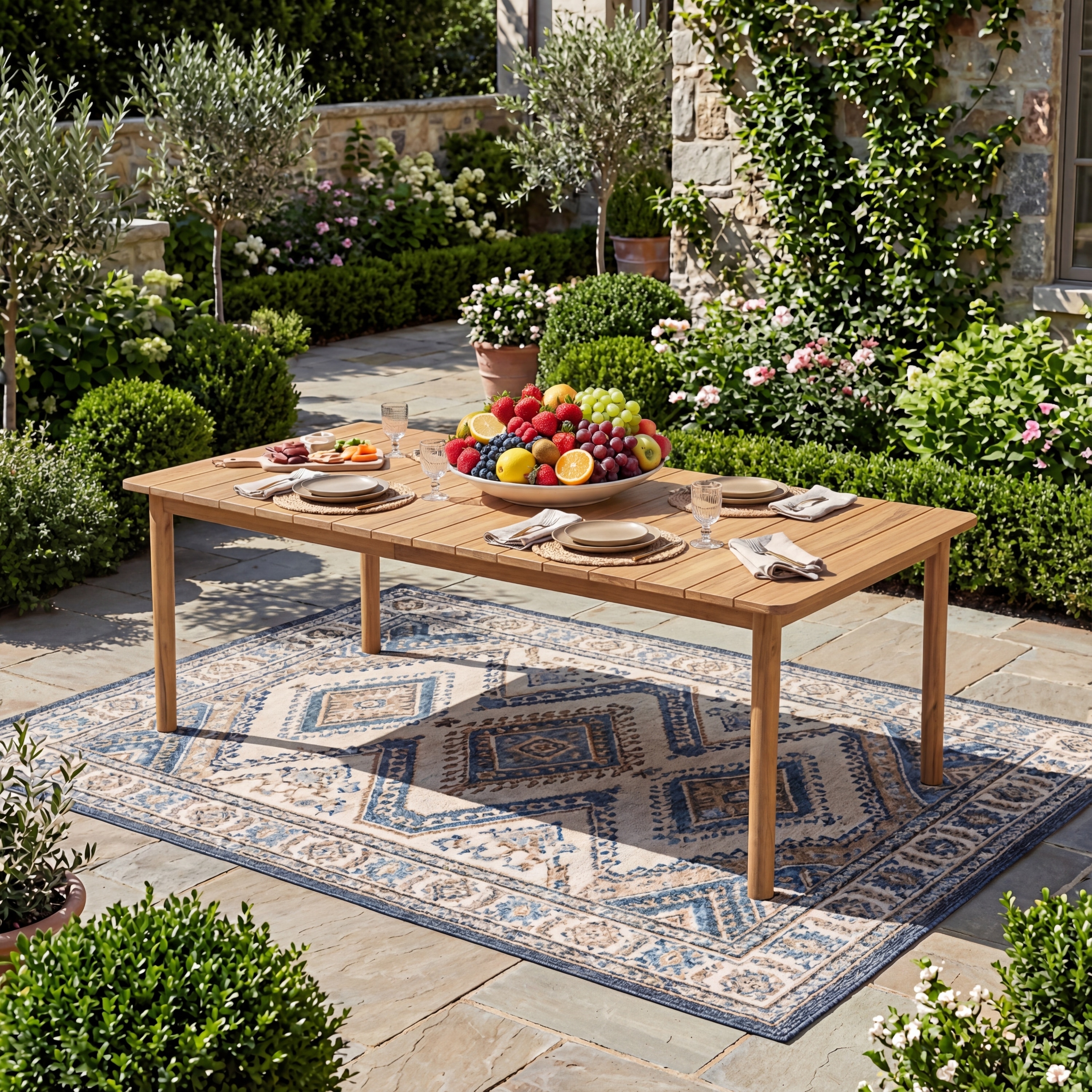 Christopher Knight Home - Modern Outdoor Solid Acacia Wood Dining Table with Rectangular Top