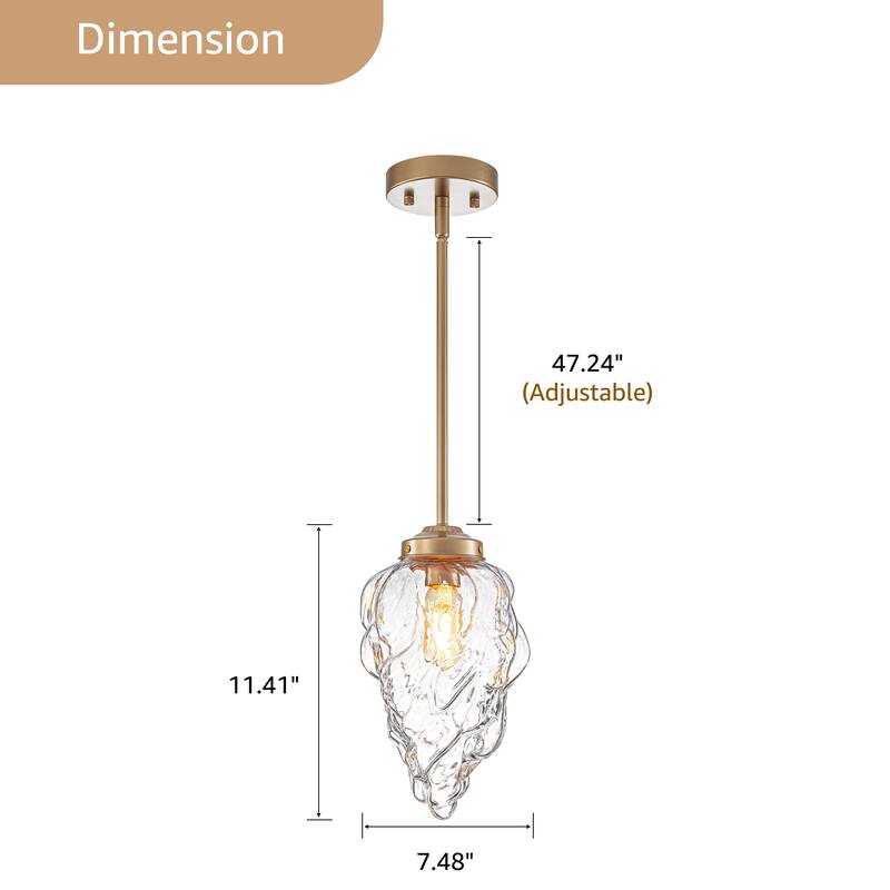 Starsky Modern 1-Light Clear Glass Kitchen Island Pendant Light - Gold