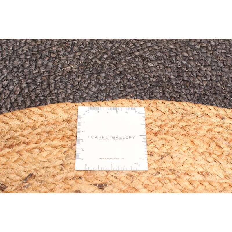 ECARPETGALLERY Braided Weave Palas Denizli Black Jute Rug - 3'10 x 3'10