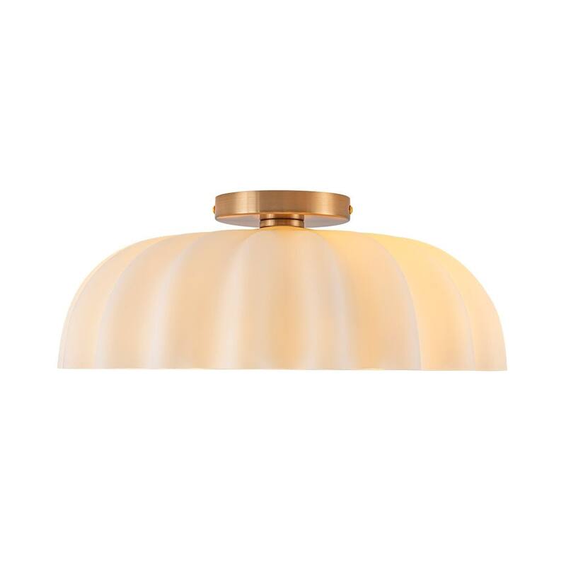 Creative 2-Light Shell Scalloped Glass Semi-Flush Mount - N/A