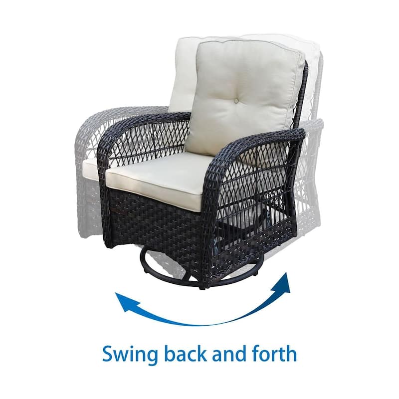 3-piece Wicker Swivel Chair Conversation Set by Havenside Home - Dark Brown