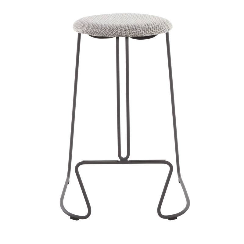 Finn Contemporary Counter Stool in Grey Steel and Light Grey Fabric - Set of 2 - 19.5"Lx18"Wx25.75"H