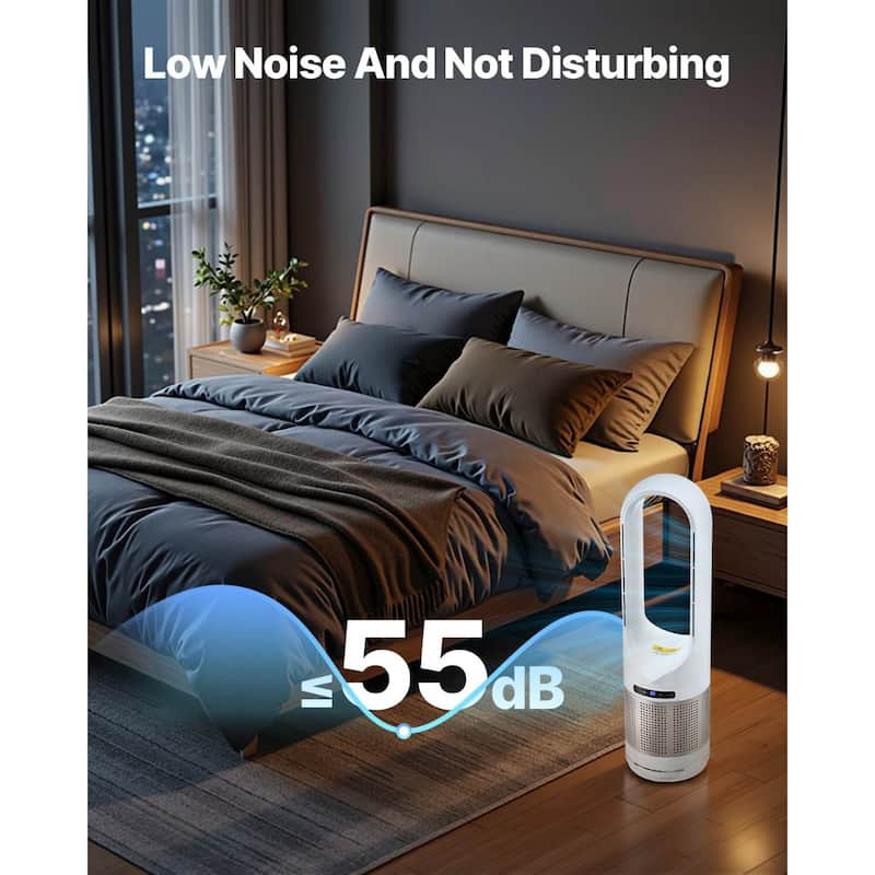30W Oscillating Tower Fan with 1200W Heating and 8-Speed Settings HEPA Filter for Home or Office - 34 inch