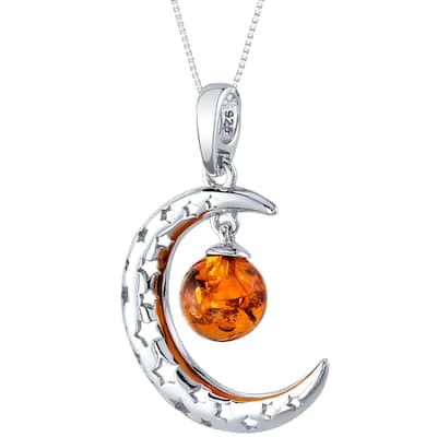 Amber Moon Star Pendant in Sterling Silver