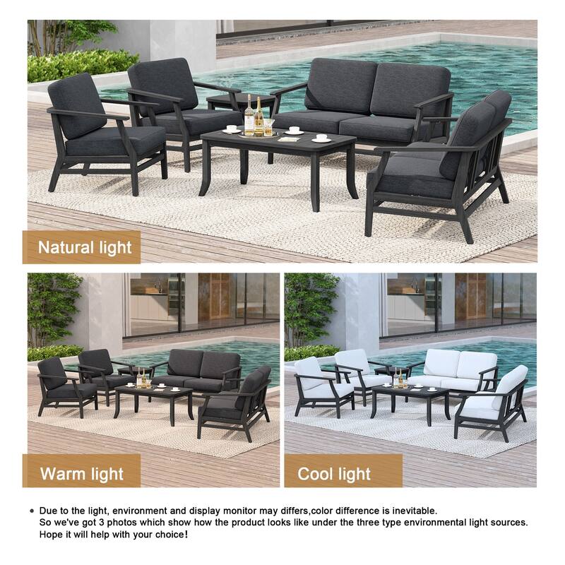Large Outdoor Conversation Set with Patio Chairs, Loveseat, Tables