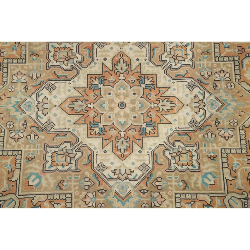Hand Knotted Oriental 100% Wool Carpet Traditional Floral Oranges & Rust Tabriz Area Rug - 11' 5'' X 8' 0''