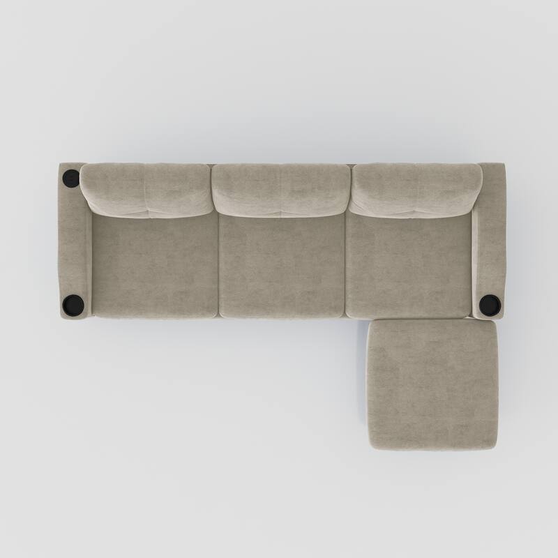 Convertible L-Shaped Sofa with Footstools and Storage for Multi-Use