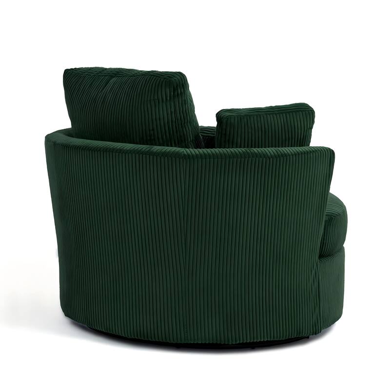 41" W Oversized Accent Barrel Swivel Chair with Moon Storage Ottoman