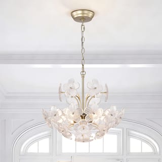 Rosa Modern 6-Light 17.7" Glam Clear Glass Flower Chandelier