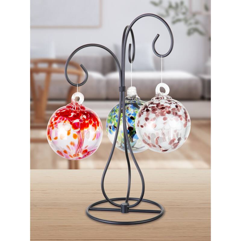 Tree Of Life 3 4In Hand Blown Glass Balls With Stand
