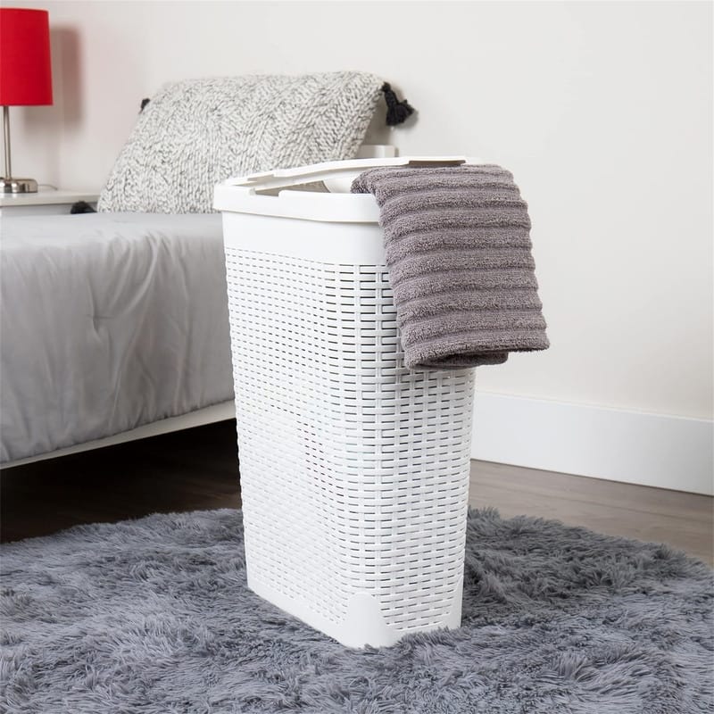 40L Slim Laundry Hamper Clothes Basket - 18"L x 10.4"W x 23.5"H - White