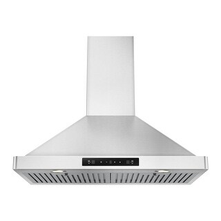 thumbnail image 2 of 30" Wall Mount Stainless Steel Range Hood – Tempered Glass, LED, Touch Control, 600-700 CFM, USA Made 2 of 3