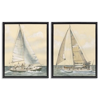 Stupell Sailboat Crew At Sea Framed Floater Canvas Wall Art Design By ...