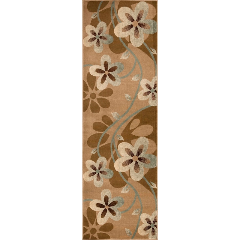 Superior Modern Bohemian Oversized Flower Vines Power-Loomed Indoor Area Rug
