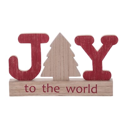 Transpac Wood 11 in. Multicolor Christmas Rustic Joy To The World