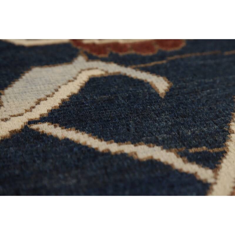 Vegetable Dye Geometric Heriz Oriental Area Rug Handmade Wool Carpet - 9'0" x 11'11"