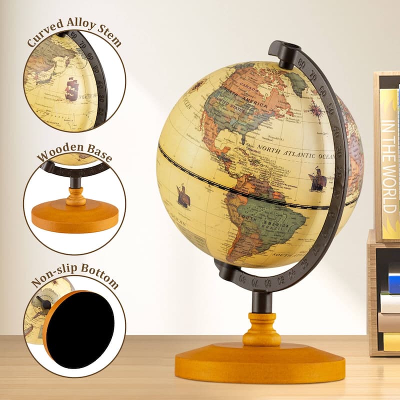 Costway Antique World Globe for Kids & Adults 5.5-Inch Desktop - Bronze - See Details