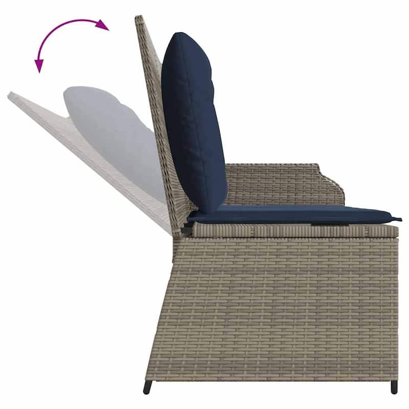 vidaXL Garden Bench with Cushion Brown Poly rattan - 26 x 43 x 37