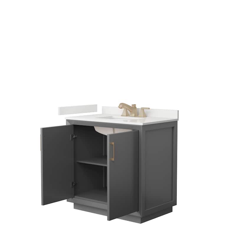 Strada 36-inch Single Vanity, Quartz Top