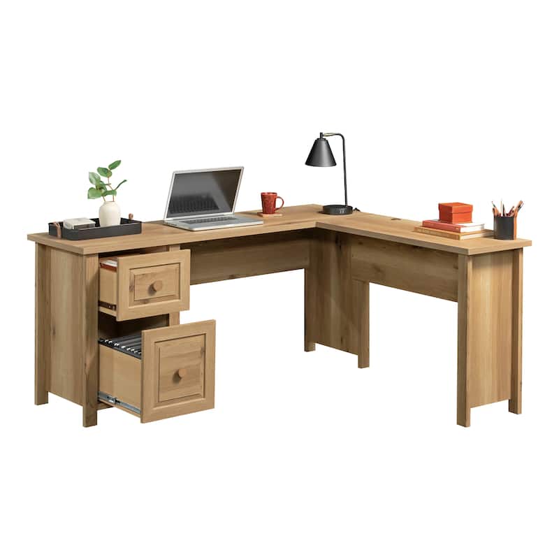 Wood L-Shaped Desk with 1-Inch Thick Surface, White Oak