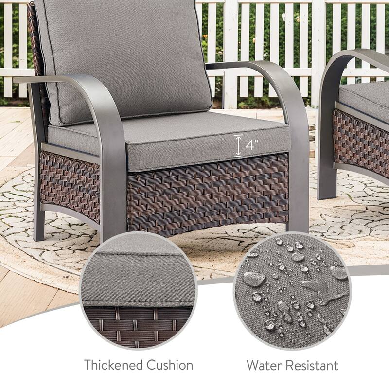 Gymojoy Industrial Style Outdoor Wicker Patio Chairs Set of 2