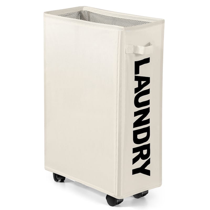 Gymax 21'' Slim Laundry Basket Hamper 10 Gallon Collapsible Waterproof