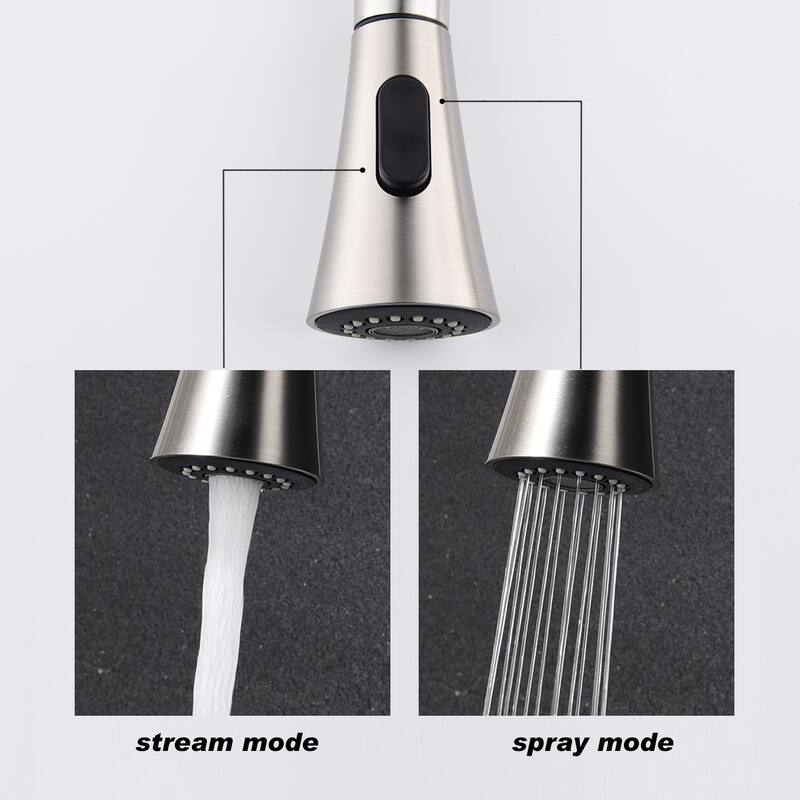 Single Handle Brushed Nickel Kitchen Faucet with Pull Out Spraye