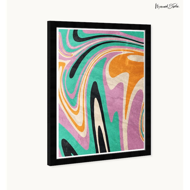 Wynwood Studio Neon Cascade Framed Retro Colorful Abstract Prints