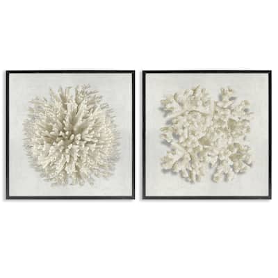 Stupell Distinct Natural Coral Framed Giclee Art Design By Caroline Kelly (Set of 2)