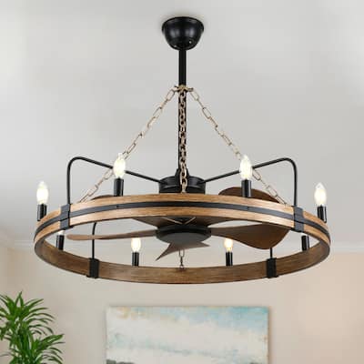 Bella Depot 36" Farmhouse Ceiling Fan with Light and Remote Rustic Metel Ceiling Fan