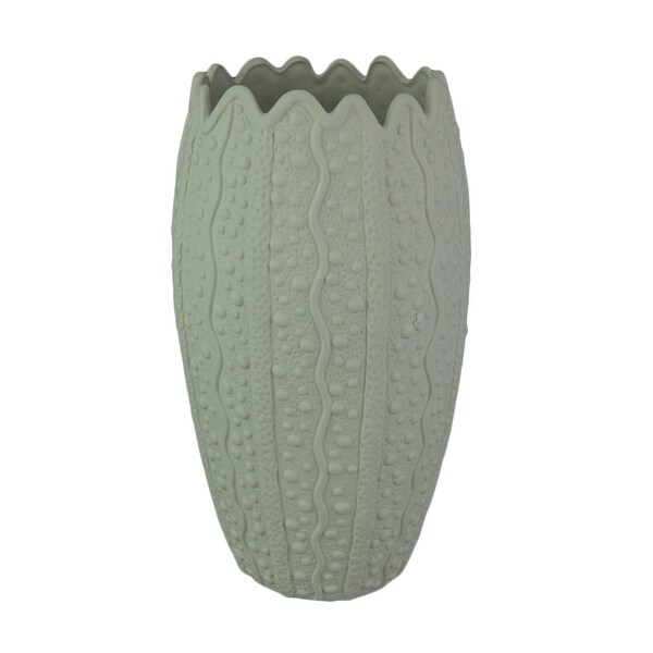 White Porcelain Sea Urchin Decorative Tabletop Vase - 10.5 X 5.5 X 5.5 inches